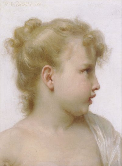 Study Head Of A Little Girl von William Adolphe Bouguereau als Kunstdruck auf Leinwand