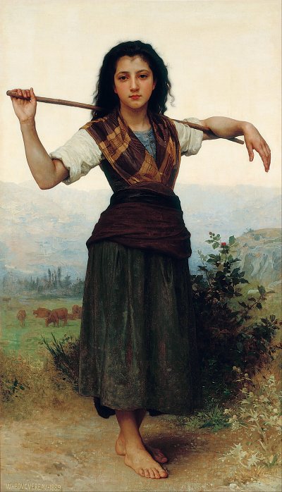 The Little Shepherdess von William Adolphe Bouguereau als Kunstdruck auf Leinwand