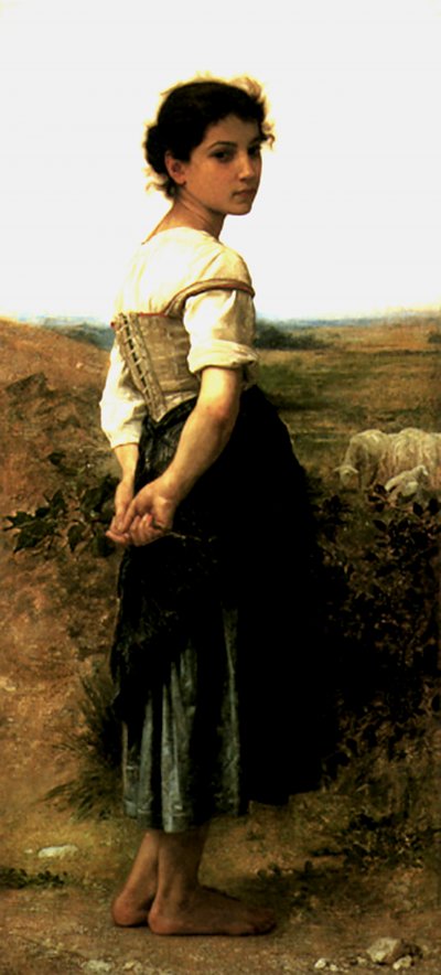 The Young Shepherdess von William Adolphe Bouguereau als Kunstdruck auf Leinwand