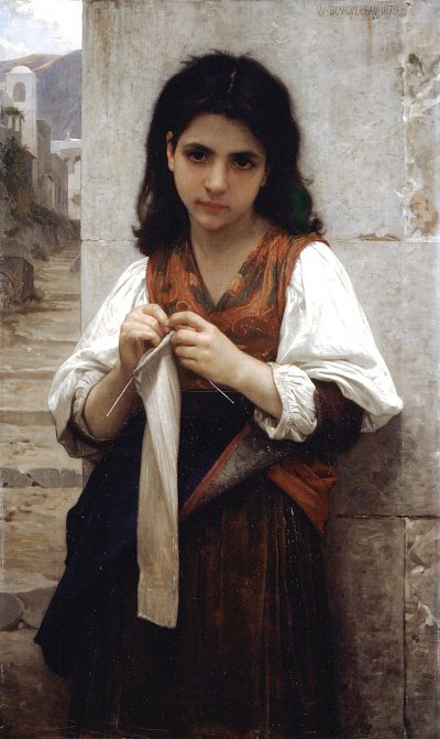Tricoteuse von William Adolphe Bouguereau als Kunstdruck auf Leinwand