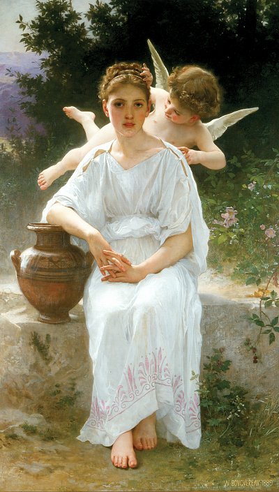 Whisperings of Love von William Adolphe Bouguereau als Kunstdruck auf Leinwand