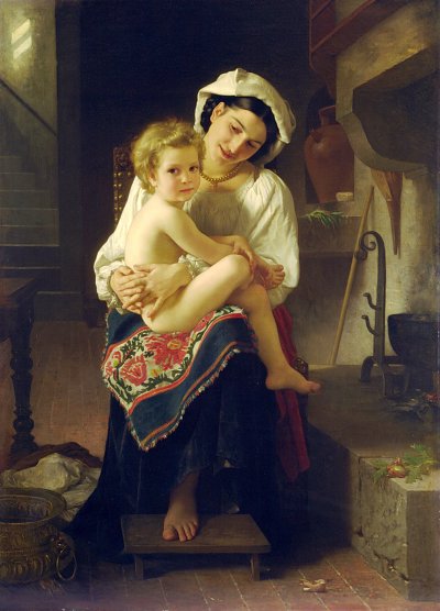 Young Mother Gazing At Her Child von William Adolphe Bouguereau als Kunstdruck auf Leinwand