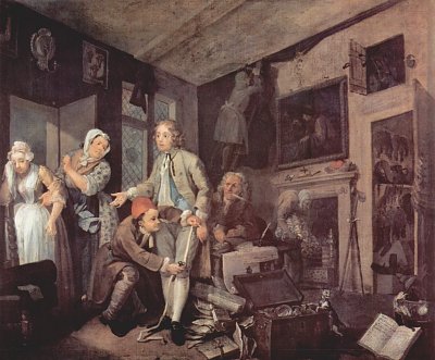 Der Lebensweg eines Wuestlings Szene Der Erbe von William Hogarth als Kunstdruck auf Leinwand