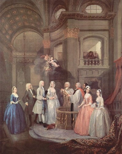 Die Hochzeit von Stephen Beckingham und Mary Cox von William Hogarth als Kunstdruck auf Leinwand
