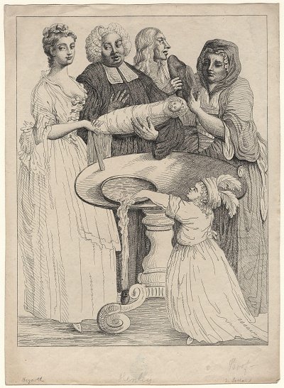 John Henley with five unknown figures von William Hogarth als Kunstdruck auf Leinwand
