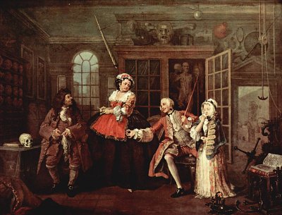 Mariage a la Mode Szene Besuch beim Kurpfuscher von William Hogarth als Kunstdruck auf Leinwand