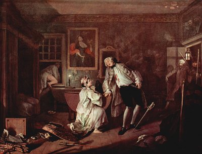 Mariage a la Mode Szene Die Ermordung des Grafen von William Hogarth als Kunstdruck auf Leinwand