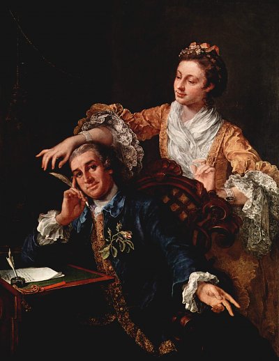 Portraet des Schauspielers David Garrik und seiner Frau von William Hogarth als Kunstdruck auf Leinwand