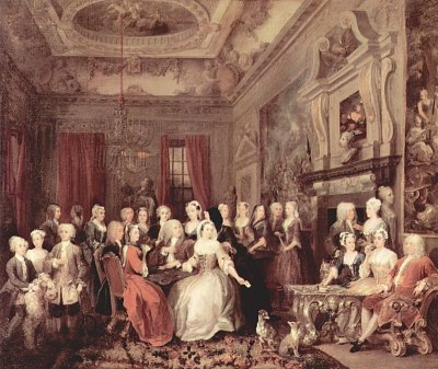Versammlung im Wanstead House von William Hogarth als Kunstdruck auf Leinwand