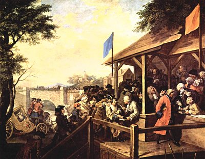 Wahlzyklus Szene 3 Die Wahl von William Hogarth als Kunstdruck auf Leinwand