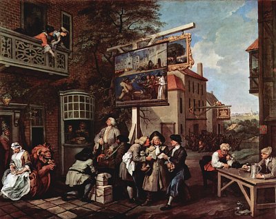 Wahlzyklus Szene Wahlpropaganda von William Hogarth als Kunstdruck auf Leinwand