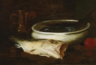 Fish and Still Life von William Merritt Chase als Kunstdruck auf Leinwand