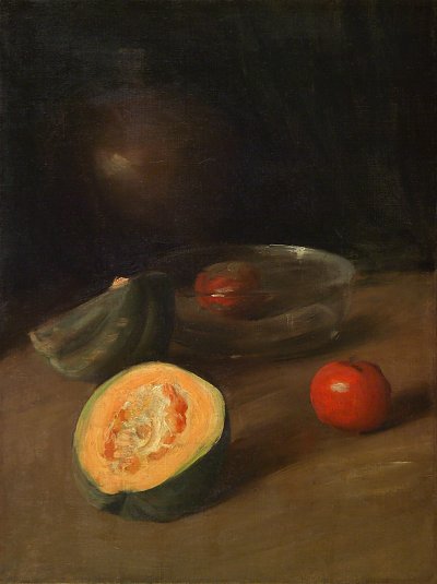 Still life with Melon von William Merritt Chase als Kunstdruck auf Leinwand
