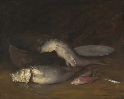 Stilllife with fish von William Merritt Chase als Kunstdruck auf Leinwand