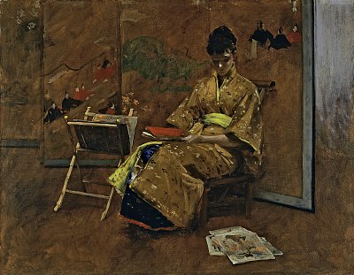 The Kimono von William Merritt Chase als Kunstdruck auf Leinwand