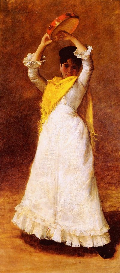 The Tambourine Girl von William Merritt Chase als Kunstdruck auf Leinwand