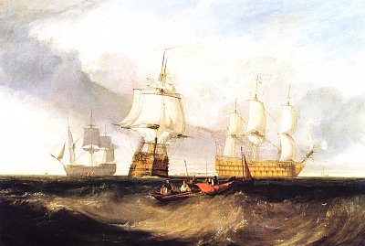 Die Victory bei der Rueckkehr aus Trafalgar von William Turner als Kunstdruck auf Leinwand