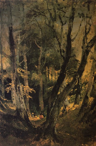 Ein Buchenwald mit sitzenden Zigeunern gesehen aus mittlerer Entfernung von William Turner als Kunstdruck auf Leinwand