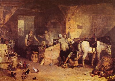 Ein Landschmied streitet ueber den Eisenpreis von William Turner als Kunstdruck auf Leinwand