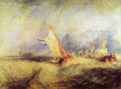 Van Tromp der um seinen Herren zu gefallen aufs Meer hinausfaehrt und dabei sehr nass wird von William Turner als Kunstdruck auf Leinwand