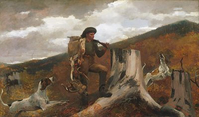 A Huntsman and Dogs von Winslow Homer als Kunstdruck auf Leinwand