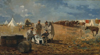A Rainy Day in Camp von Winslow Homer als Kunstdruck auf Leinwand