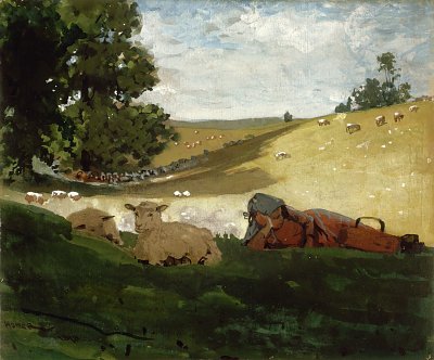 Warm Afternoon Shepherdess von Winslow Homer als Kunstdruck auf Leinwand