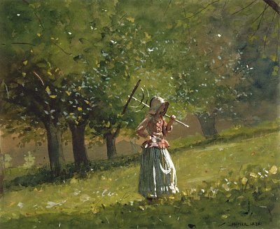 girl with hay rake von Winslow Homer als Kunstdruck auf Leinwand