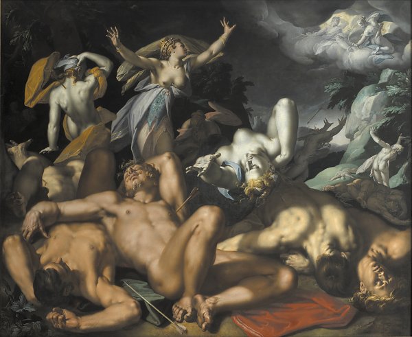 Kunstdruck Bloemaert Abraham Apollo and Diana Punishing Niobe by Killing her Children von einzelne als Leinwandbild