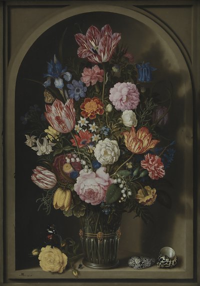 Bosschaerts Ambrosius the Elder Bouquet of Flowers in a Stone Niche von Einzelne als Kunstdruck auf Leinwand
