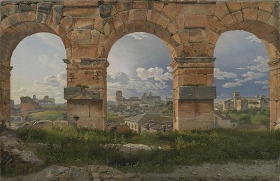 C W Eckersberg A View through Three Arches of the Third Storey of the Colosseum von Einzelne als Kunstdruck auf Leinwand