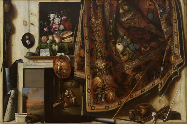 Kunstdruck Cornelius Norbertus Gijsbrechts Trompe l oeil A Cabinet in the Artists Studio von einzelne als Leinwandbild