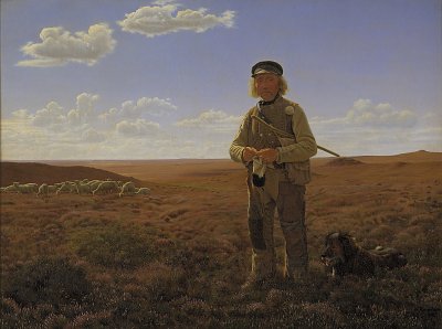 Frederik Vermehren A Jutland Sheperd on the Moors von Einzelne als Kunstdruck auf Leinwand
