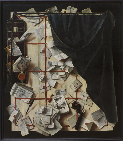 Kunstdruck Gijsbrechts Cornelius Norbertus Trompe l oeil Board Partition with Letter Rack and Music Book von einzelne als Leinwandbild