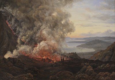 J C Dahl Eruption of the Volcano Vesuvius von Einzelne als Kunstdruck auf Leinwand