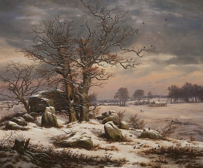 J C Dahl Winter landscape Near Vordingborg von Einzelne als Kunstdruck auf Leinwand