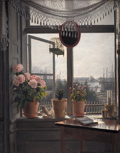 Martinus Rorbye View from the Artists Window von Einzelne als Kunstdruck auf Leinwand