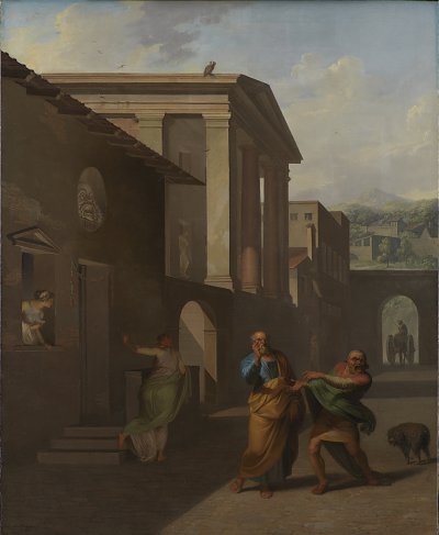 Nicolai Abildgaard The Midwife Taking Leave of the girl from Andros From Terences Andria von Einzelne als Kunstdruck auf Leinwand