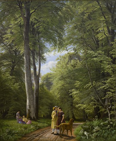 P C Skovgaard A Beech Wood in May near Iselingen Manor Zealand von Einzelne als Kunstdruck auf Leinwand