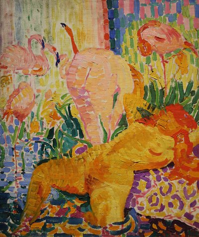 Robert DeLaunay_Akte und Flamingos von Einzelne als Kunstdruck auf Leinwand
