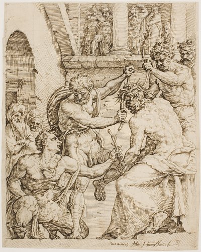 van Heemskerck Marten Christ Being Crowning with Thorns von Einzelne als Kunstdruck auf Leinwand