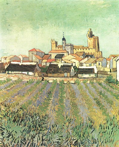 Blick auf Saintes Maries von van Gogh als Kunstdruck auf Leinwand