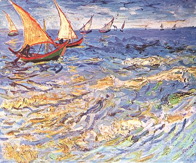 Das Meer bei Saintes Maries von van Gogh als Kunstdruck auf Leinwand