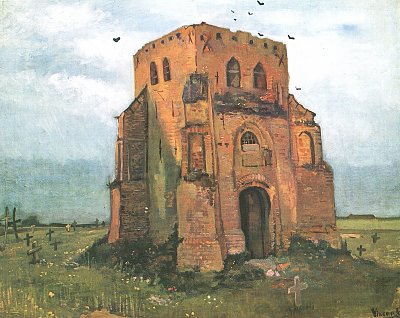 Der alte Friedhofsturm in Nuenen von van Gogh als Kunstdruck auf Leinwand