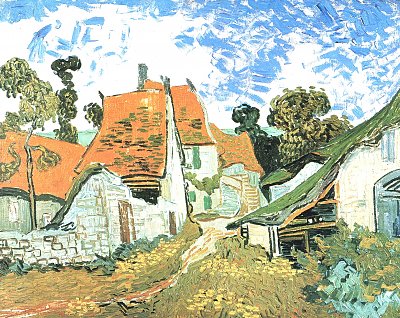 Dorfstrasse in Auvers von van Gogh als Kunstdruck auf Leinwand