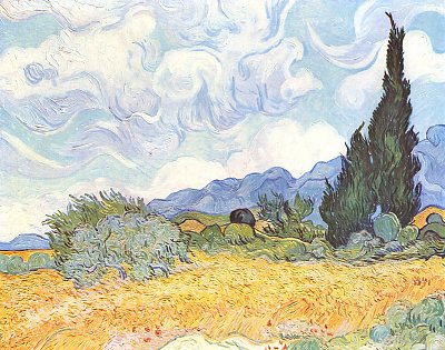 Getreidefeld mit Zypressen von van Gogh als Kunstdruck auf Leinwand