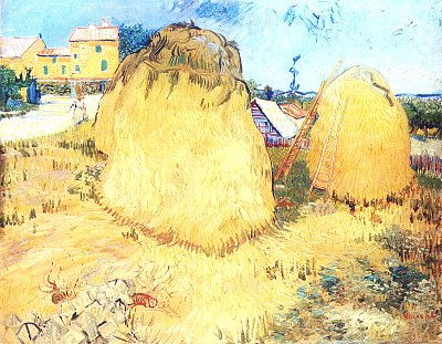 Heuschober in der Provence von van Gogh als Kunstdruck auf Leinwand