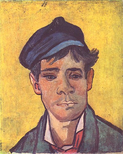 Junger Mann mit Muetze von van Gogh als Kunstdruck auf Leinwand