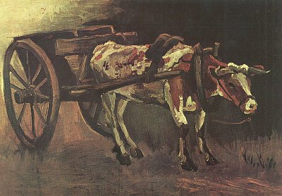 Karren mit rotbraunem Ochsen von van Gogh als Kunstdruck auf Leinwand