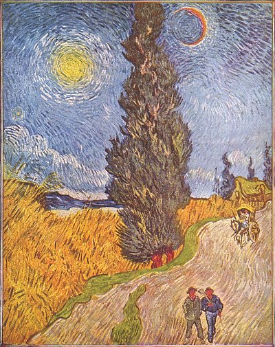 Landstrasse mit Zypressen von van Gogh als Kunstdruck auf Leinwand
